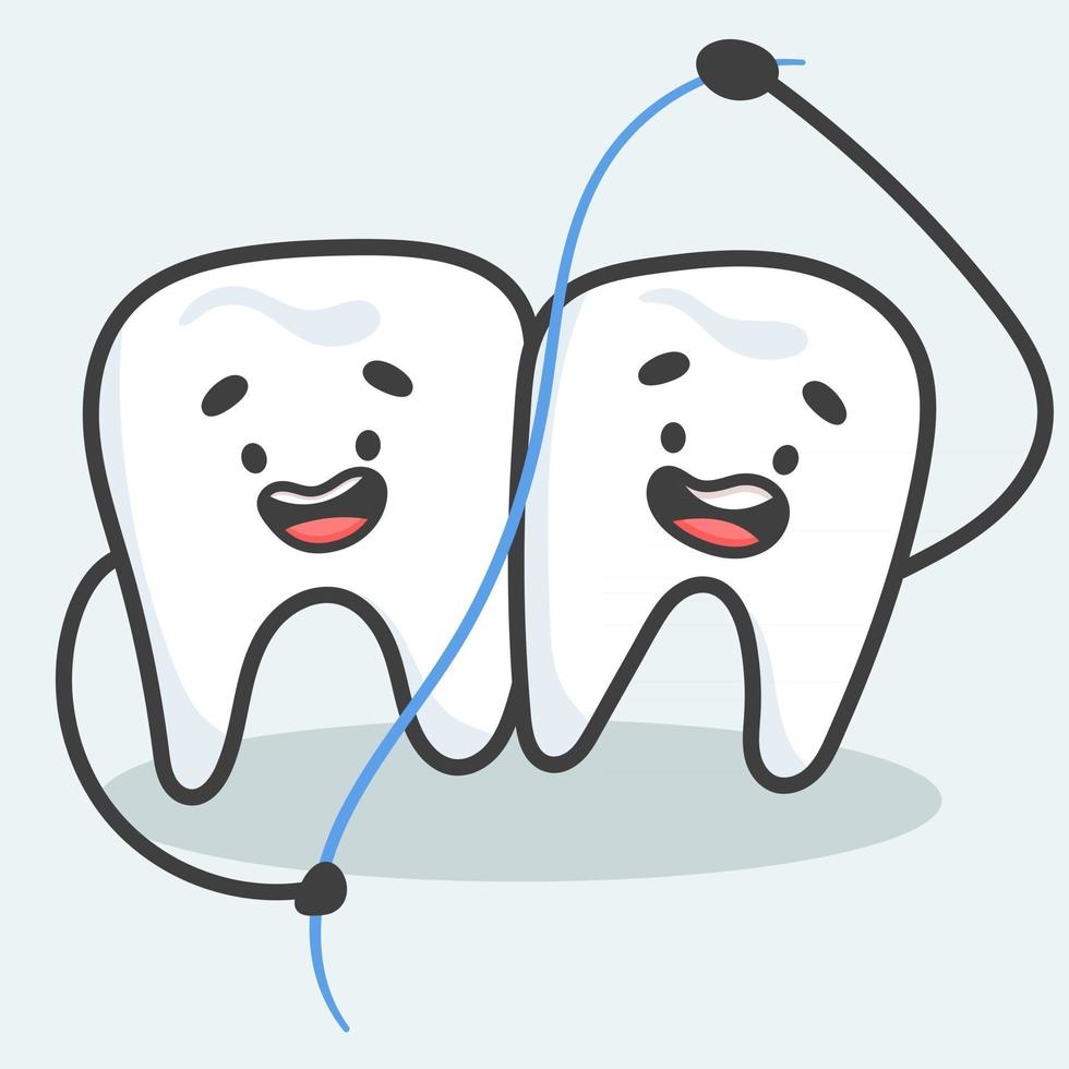 filo interdentale tra i denti vettore