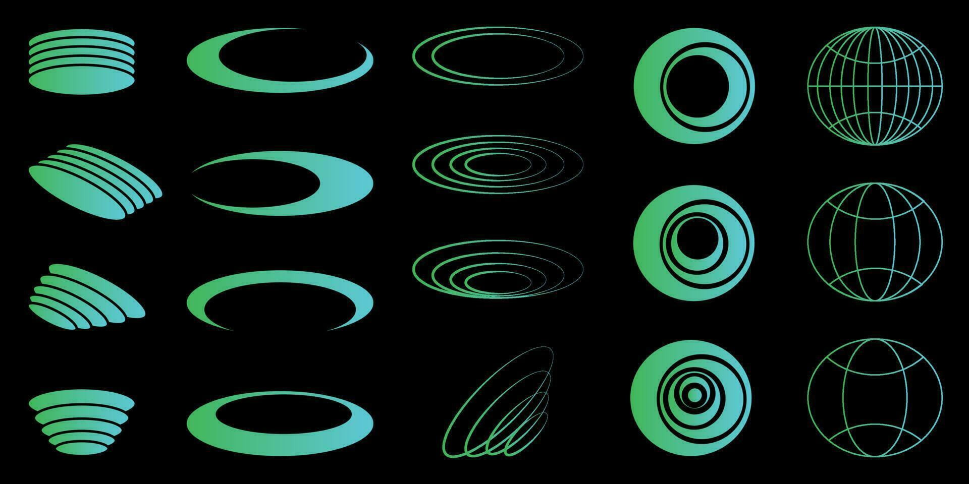 un' impostato di retrò y2k elementi e astratto le forme di brutalismo. fricchettone grafica per logo, icone, ragnatela design. moderno vettore illustrazione isolato su bianca sfondo