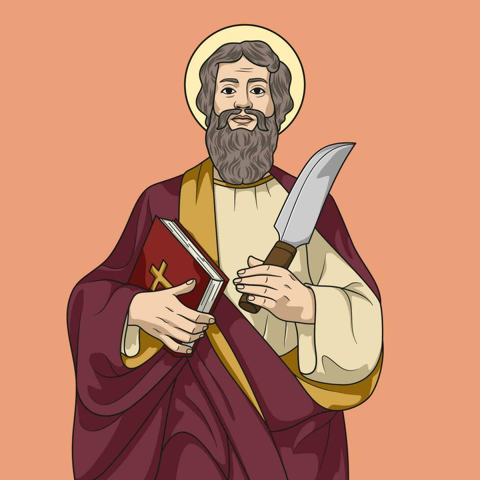 santo bartolomeo apostolo colorato vettore illustrazione