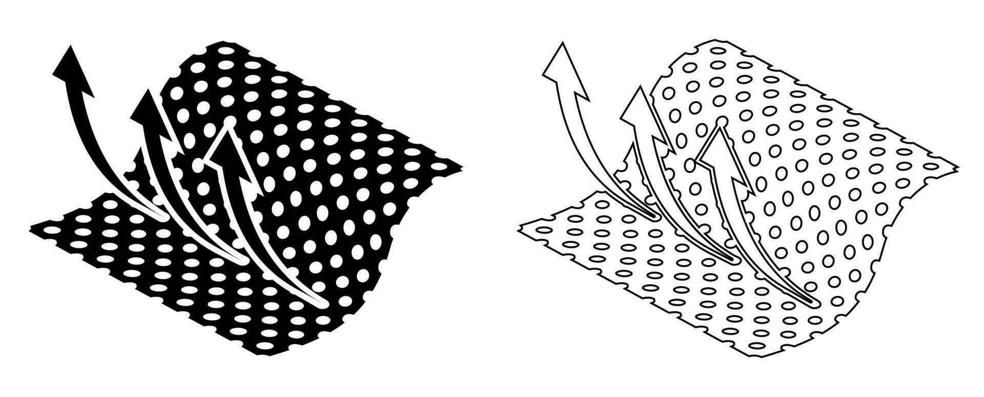 strato di tessuto icona con cellule per aria circolazione. traspirante per capi di abbigliamento e igiene prodotti. bambino pannolino tessuto. vettore