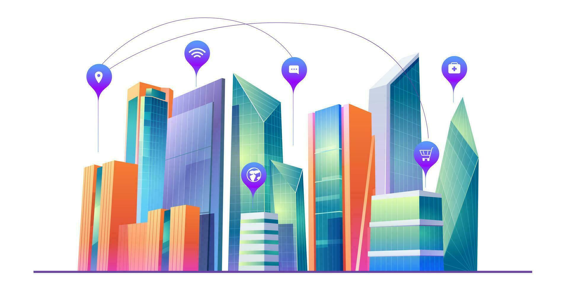 inteligente città con senza fili comunicazione tecnologia vettore