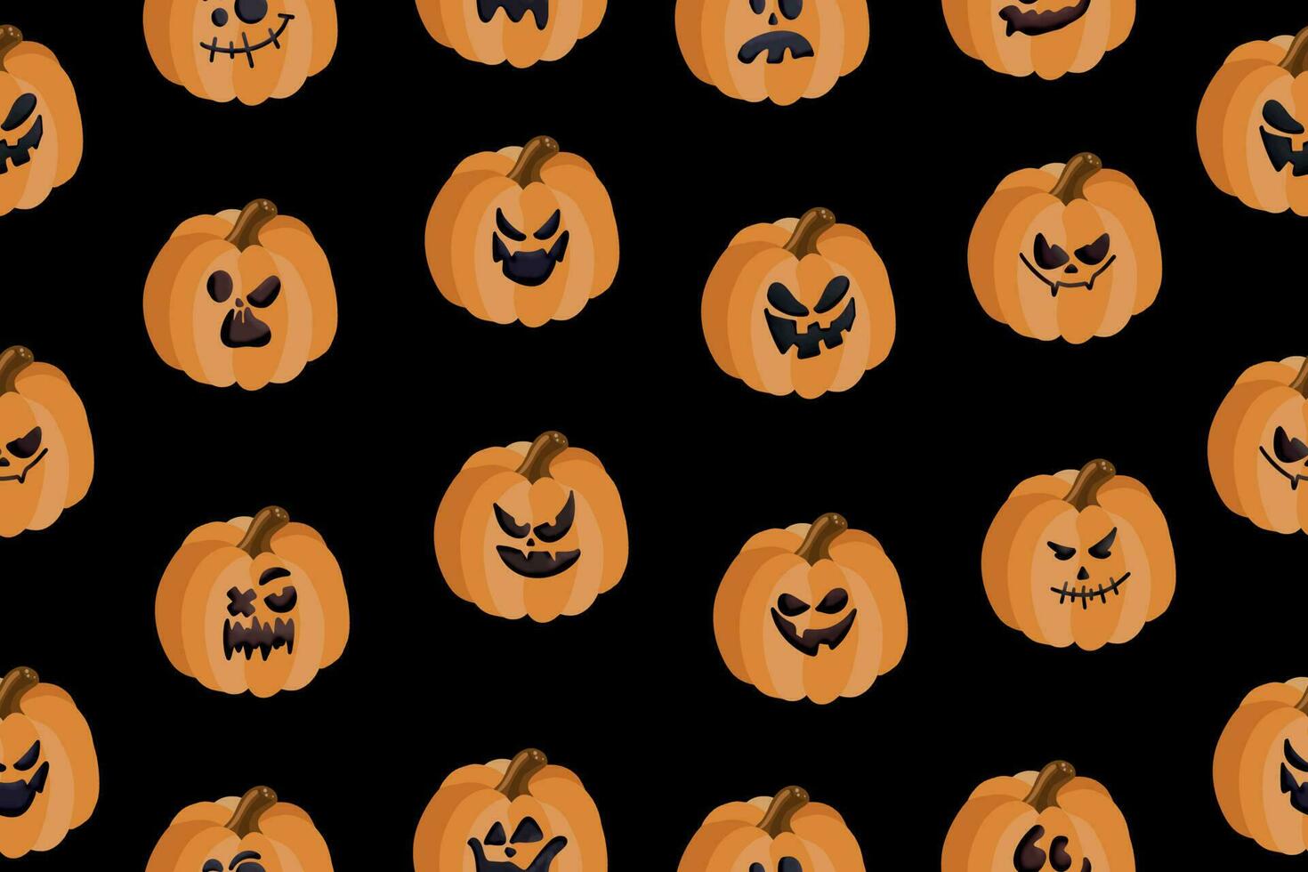 vettore senza soluzione di continuità modello con arancia zucca per Halloween su un' buio sfondo. vettore