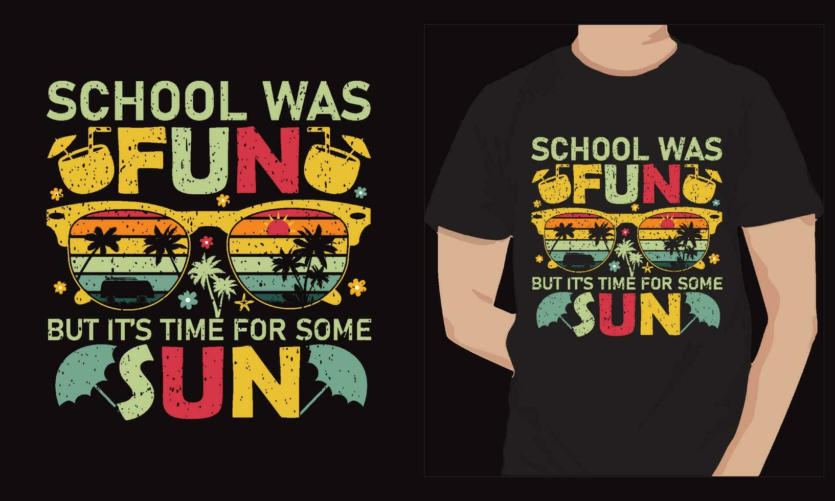 scuola era divertimento ma esso S tempo per alcuni sole, estate giorno t camicia design vettore