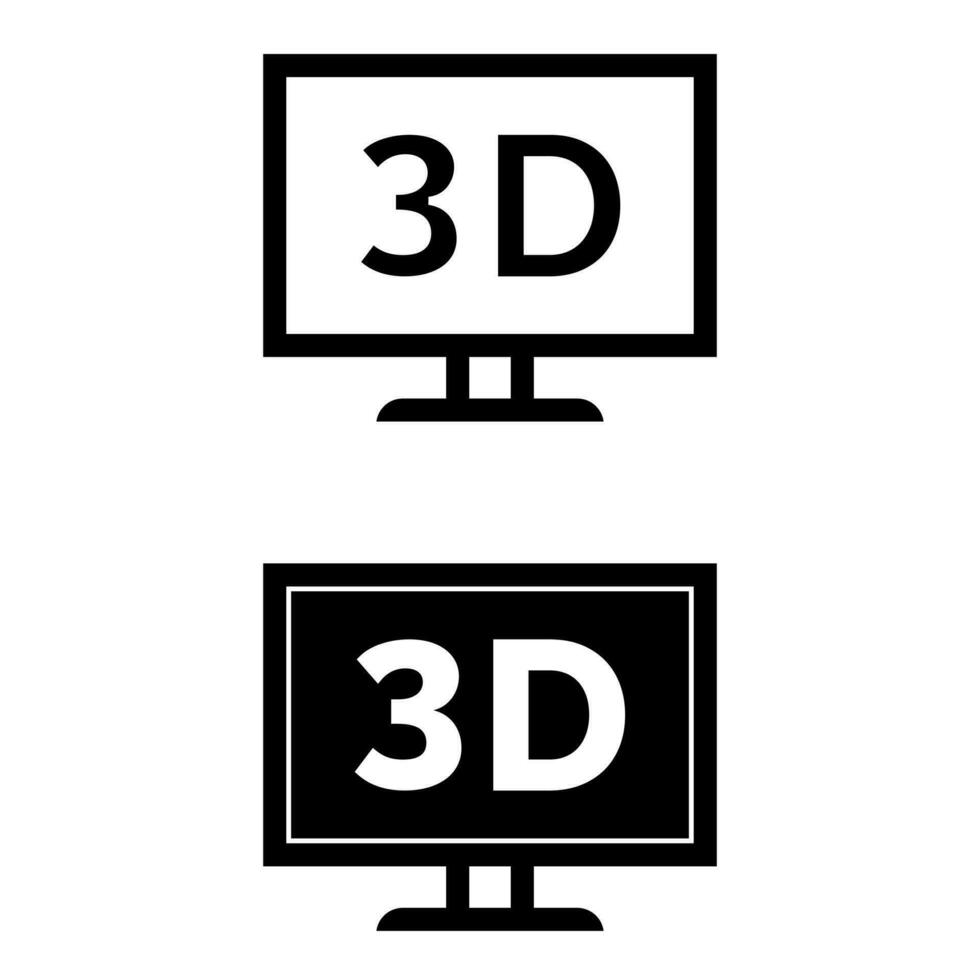 3d cinema vettore icona impostare. virtuale la realtà illustrazione cartello collezione. film simbolo o logo.