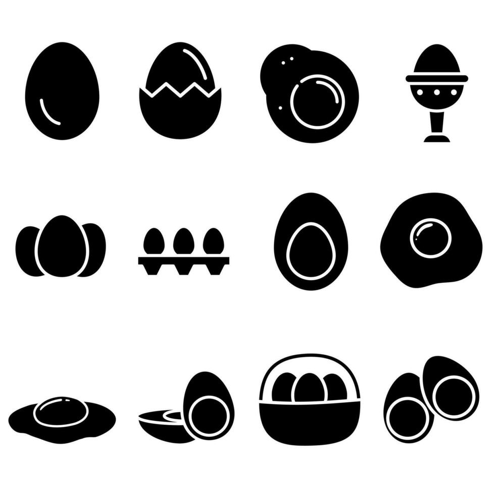 uova icona vettore impostare. fritte uova illustrazione cartello collezione. cibo simbolo. pollo logo.