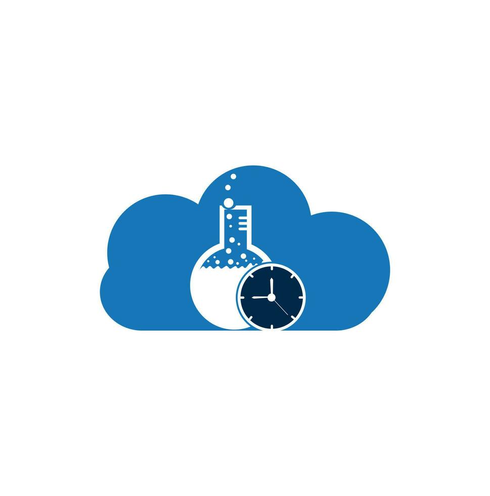 tempo laboratorio logo, illustrazione tempo di laboratorio iscrizione e blu colore isolato bianca sfondo vettore