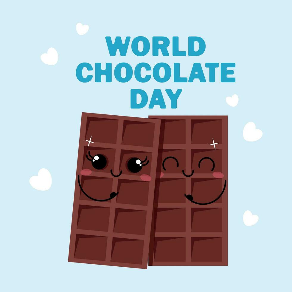 Due abbracciare kawaii cioccolatini per mondo cioccolato giorno vettore
