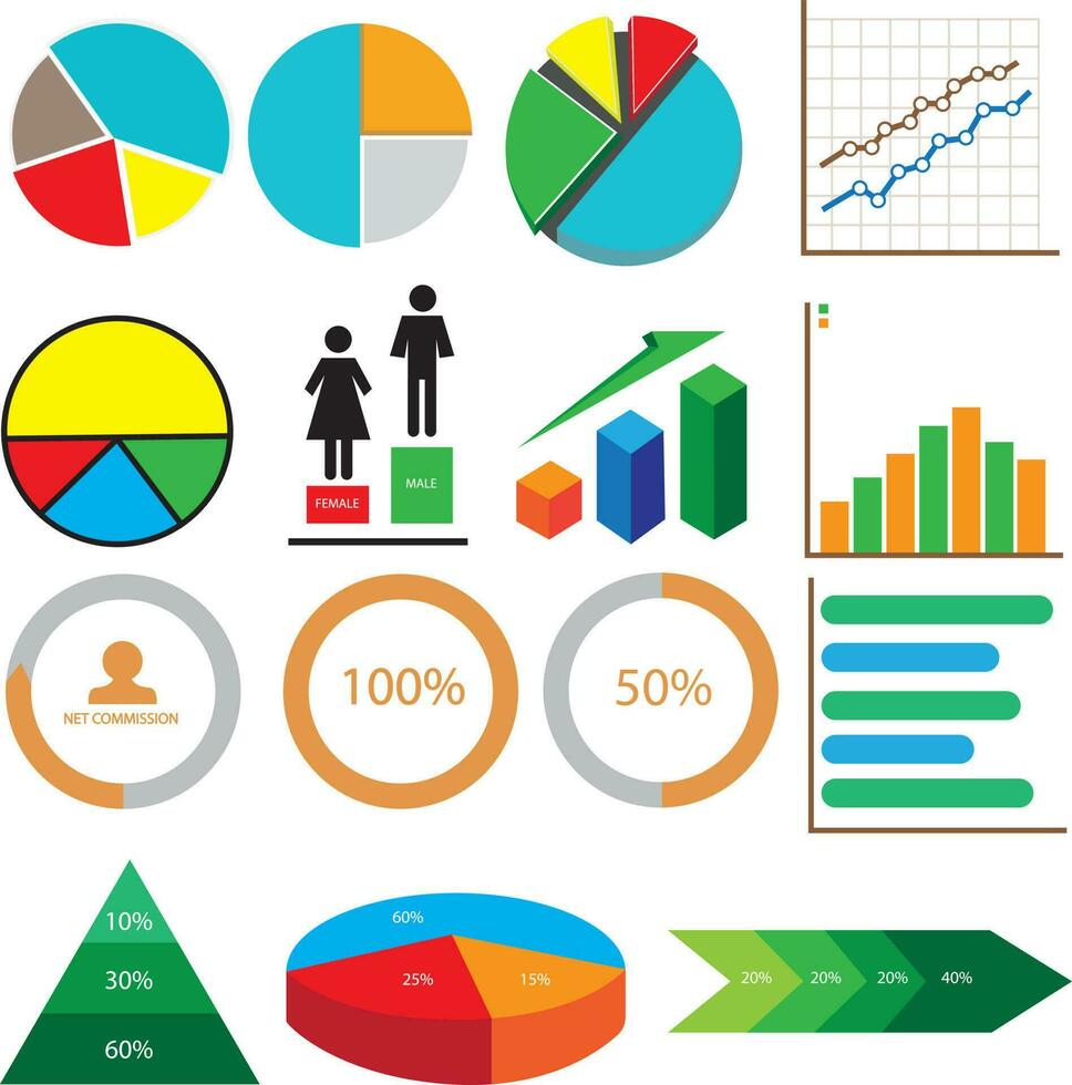 impostato di infografica elementi per attività commerciale design. vettore illustrazione.