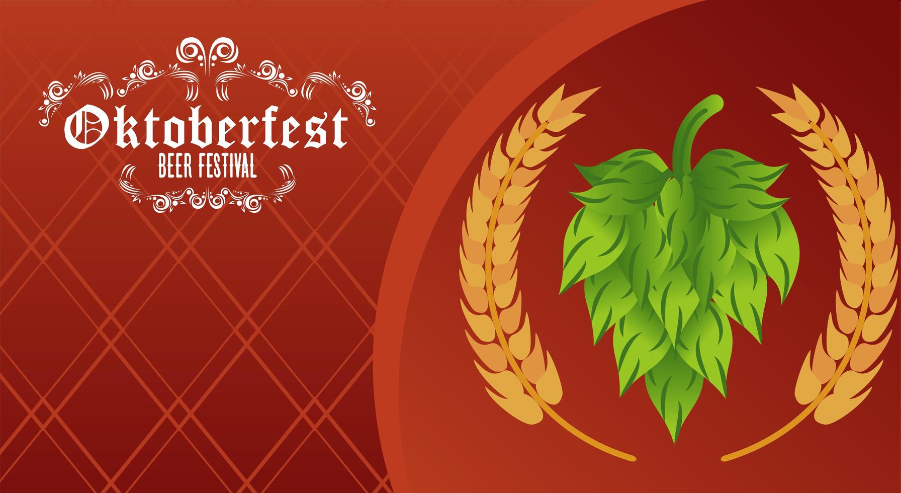 manifesto del festival di celebrazione dell'Oktoberfest con punte di orzo vettore