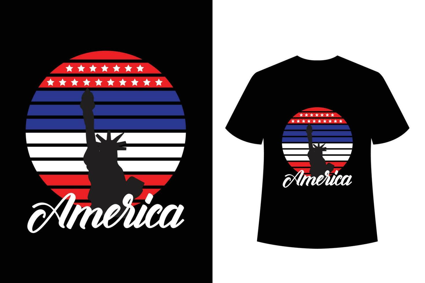 America tipografia t camicia con libertà icona - Stati Uniti d'America indipendenza giorno concetto tipografia t camicia design vettore