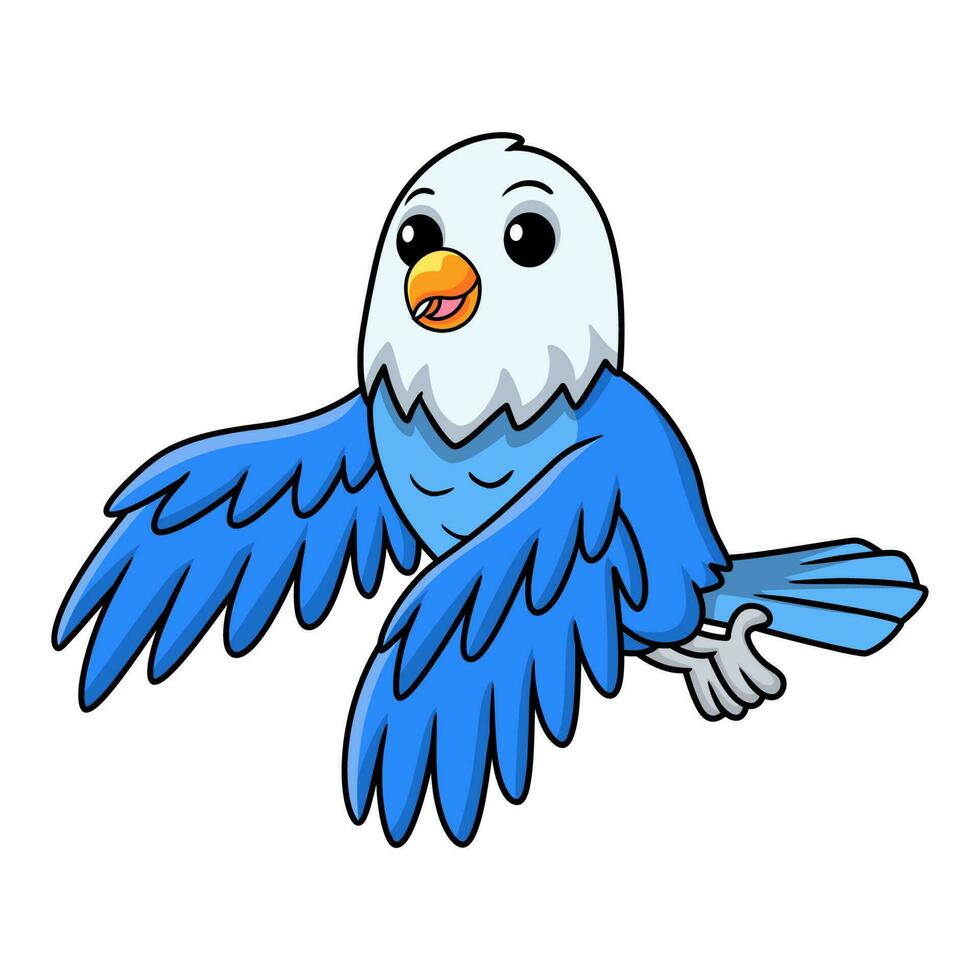 carino blu amore uccello cartone animato volante vettore