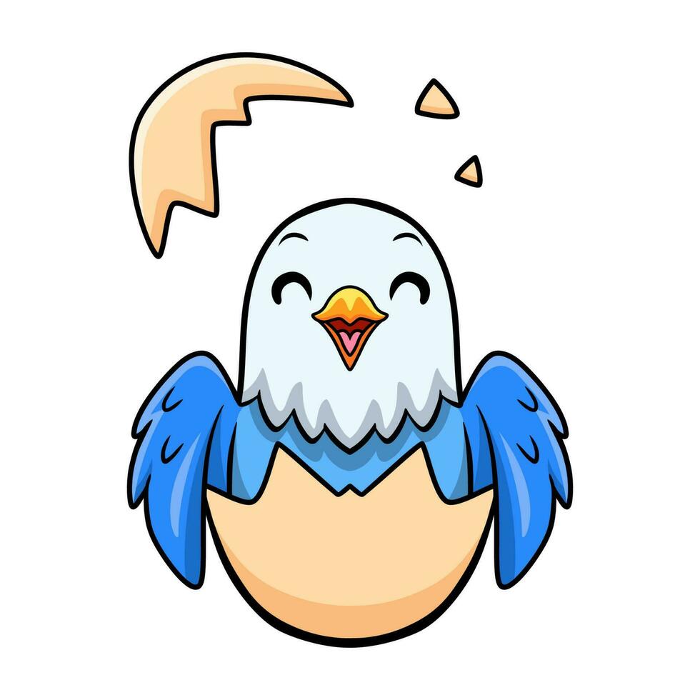 carino bambino blu amore uccello cartone animato dentro a partire dal uovo vettore