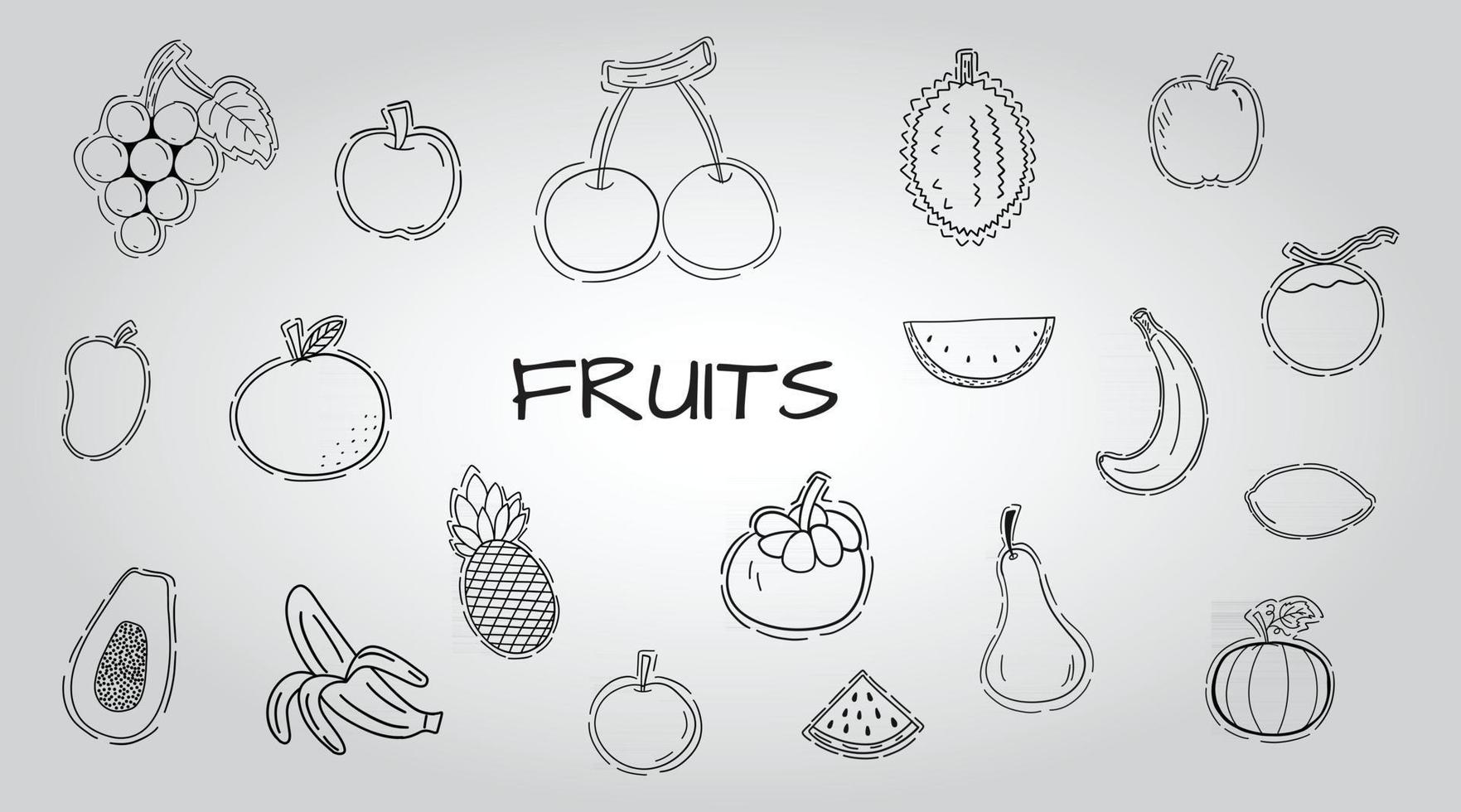 gruppo di disegnare frutta illustrazione vettoriale set