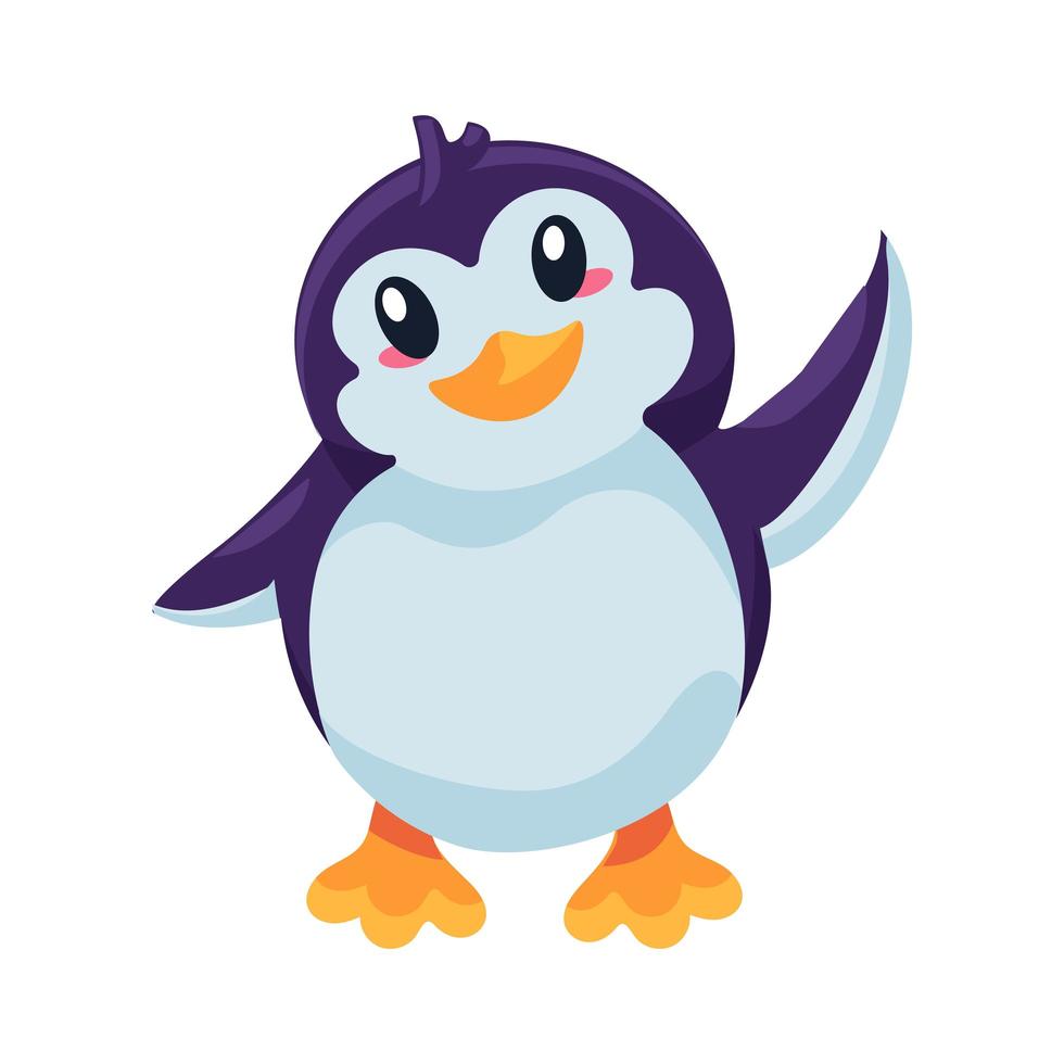 pinguino uccello antartico che sbatte con il vettore di ala