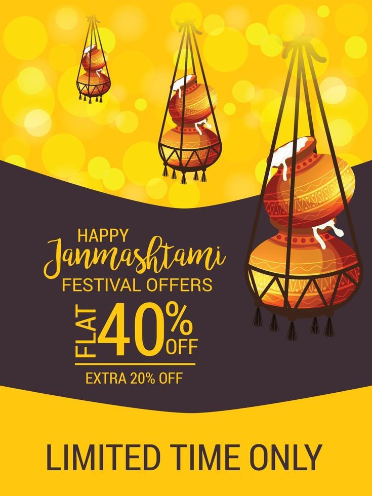 illustrazione vettoriale di uno sfondo per il festival indiano di felice janmashtami