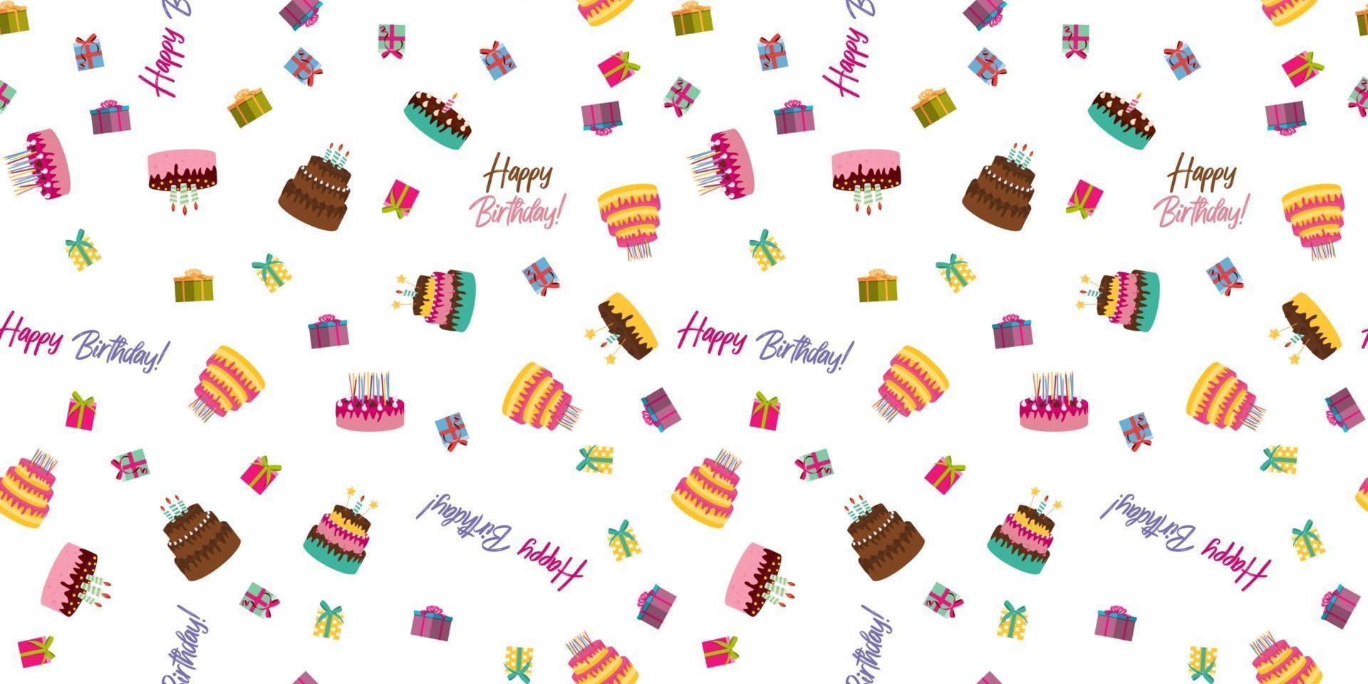 compleanno carino seamless pattern di sfondo con la torta vettore