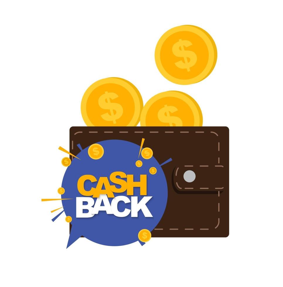 poster di cashback di denaro con monete del dollaro d'oro vettore