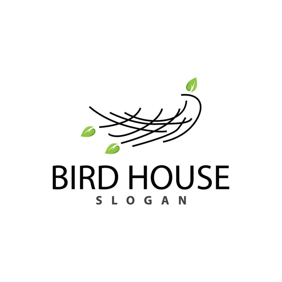 uccello nido logo, uccello Casa riparo vettore, moderno linea design minimalista stile, simbolo modello icona vettore