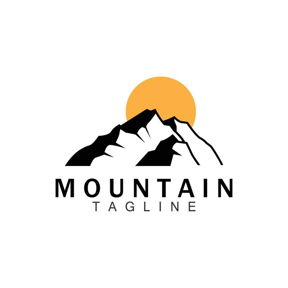 montagna logo, semplice silhouette disegno, natura paesaggio vettore icona, illustrazione modello