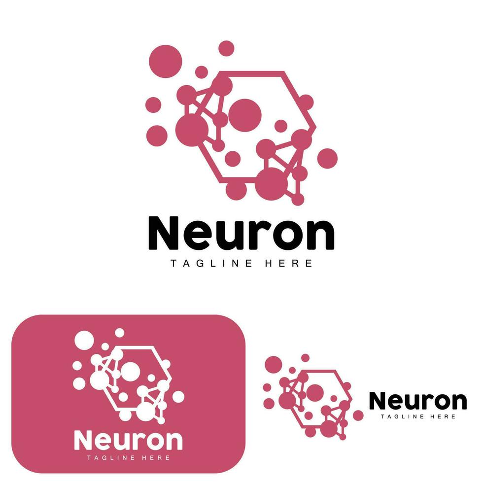 neurone logo design vettore nervo cellula illustrazione molecolare dna Salute marca