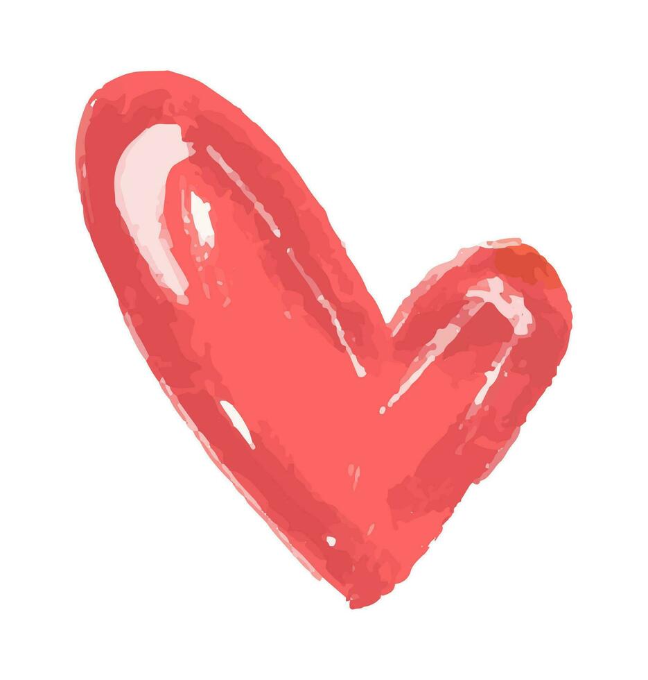 disegnato a mano colorato infantile semplice piatto arte con cuore nel scansionare vettore