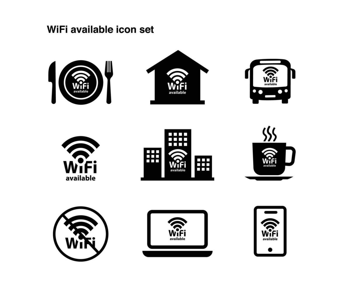 Wi-Fi disponibilità icone .un versatile vettore impostato di moderno icone che rappresentano Wi-Fi disponibilità. migliorare il tuo disegni con Questo globale collezione.