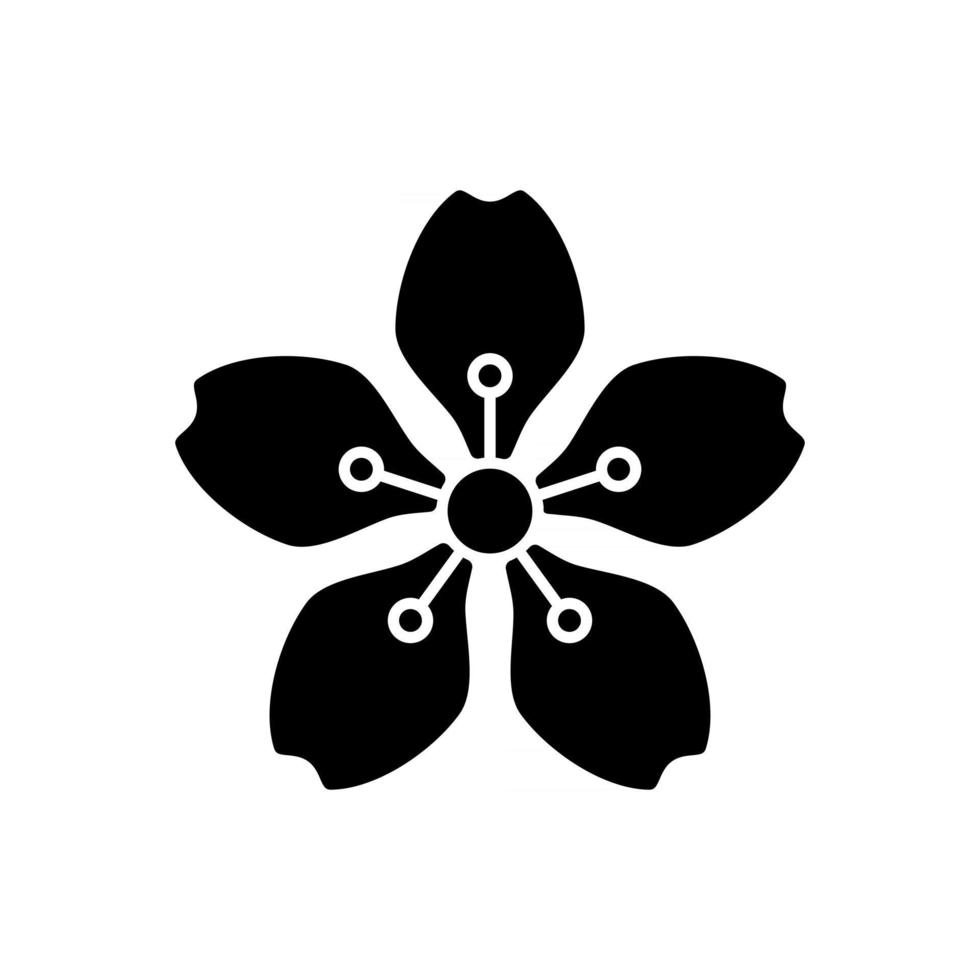 icona del glifo con fiori di ciliegio nero vettore
