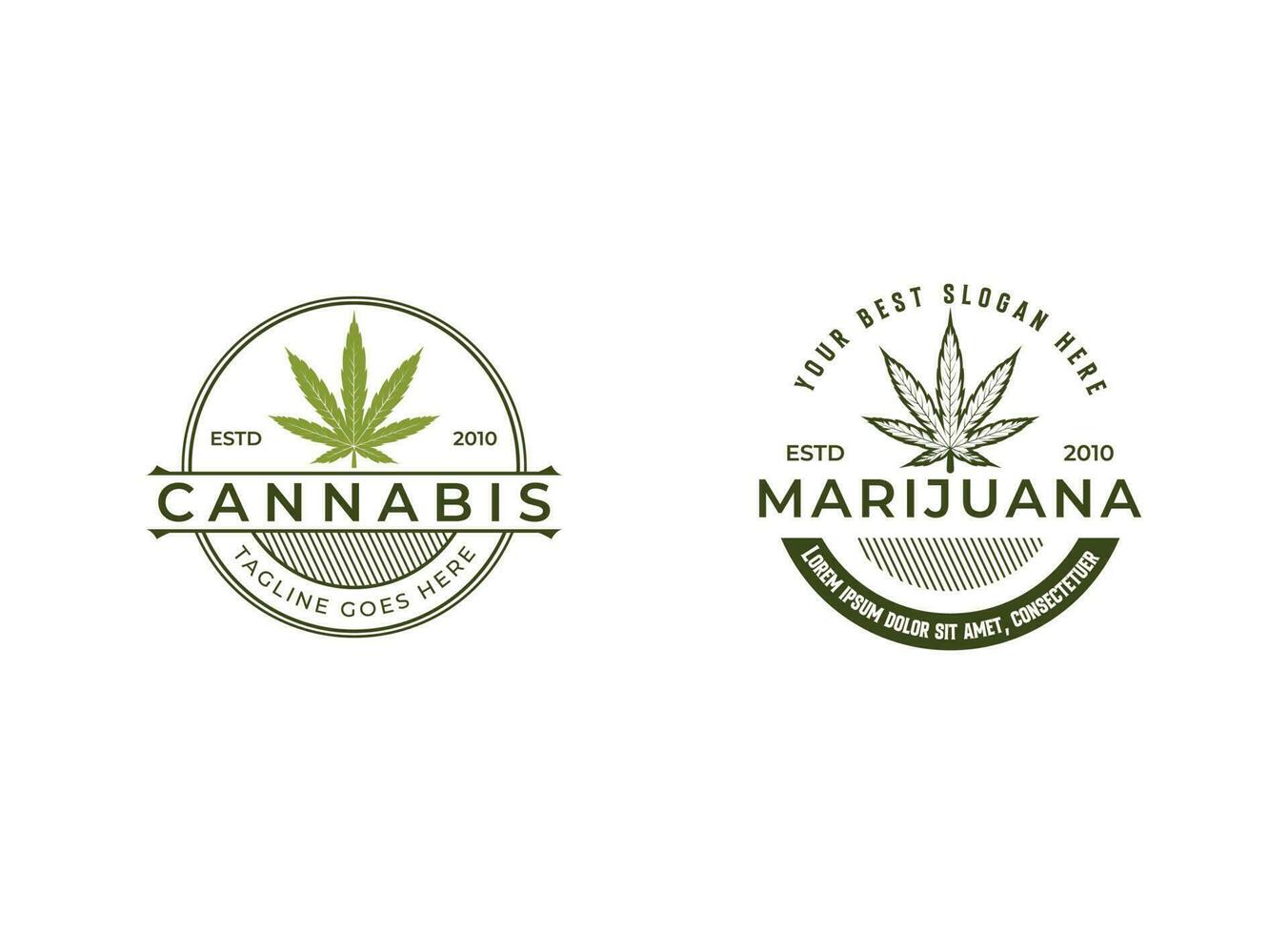 canapa foglia logo vettore icona. medico marijuana logo emblema. canapa emblema logo design