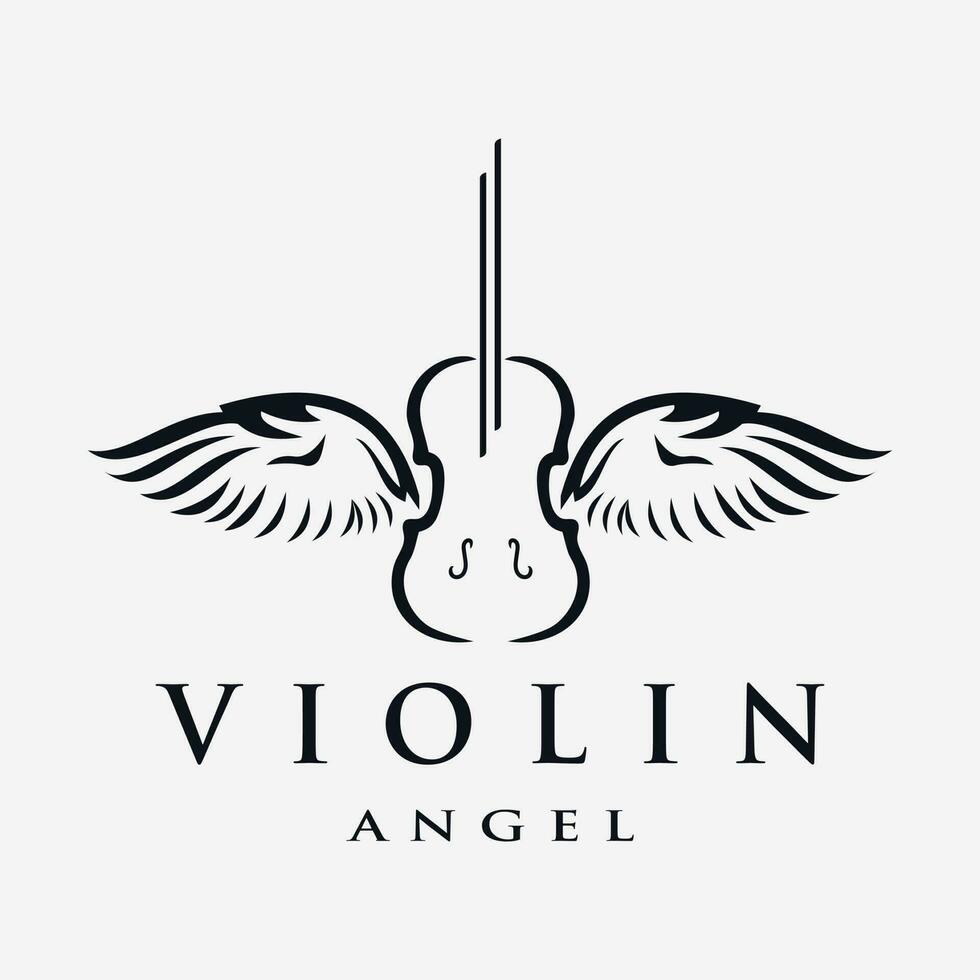 illustrazione di un' a due ali uccello violino musicale strumento, Vintage ▾ design può essere Usato come un' musica logo vettore