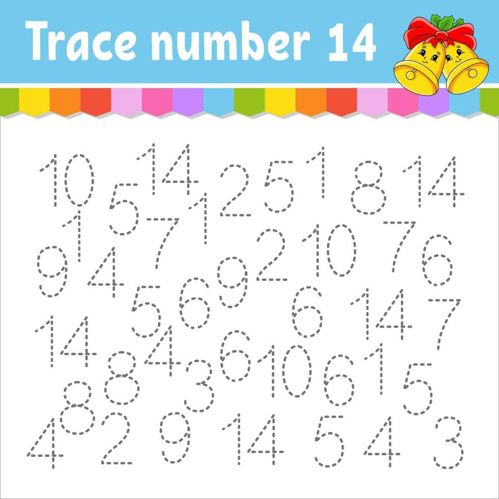 tracciare numero . grafia la pratica. apprendimento numeri per bambini. formazione scolastica sviluppando foglio di lavoro. attività pagina. Natale tema. isolato vettore illustrazione nel carino cartone animato stile.