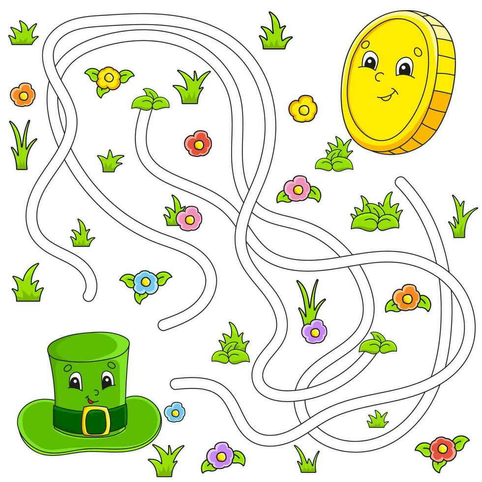 divertente labirinto per bambini. puzzle per bambini. cartone animato carattere. labirinto enigma. st. Patrick giorno. colore vettore illustrazione. trova il giusto sentiero.
