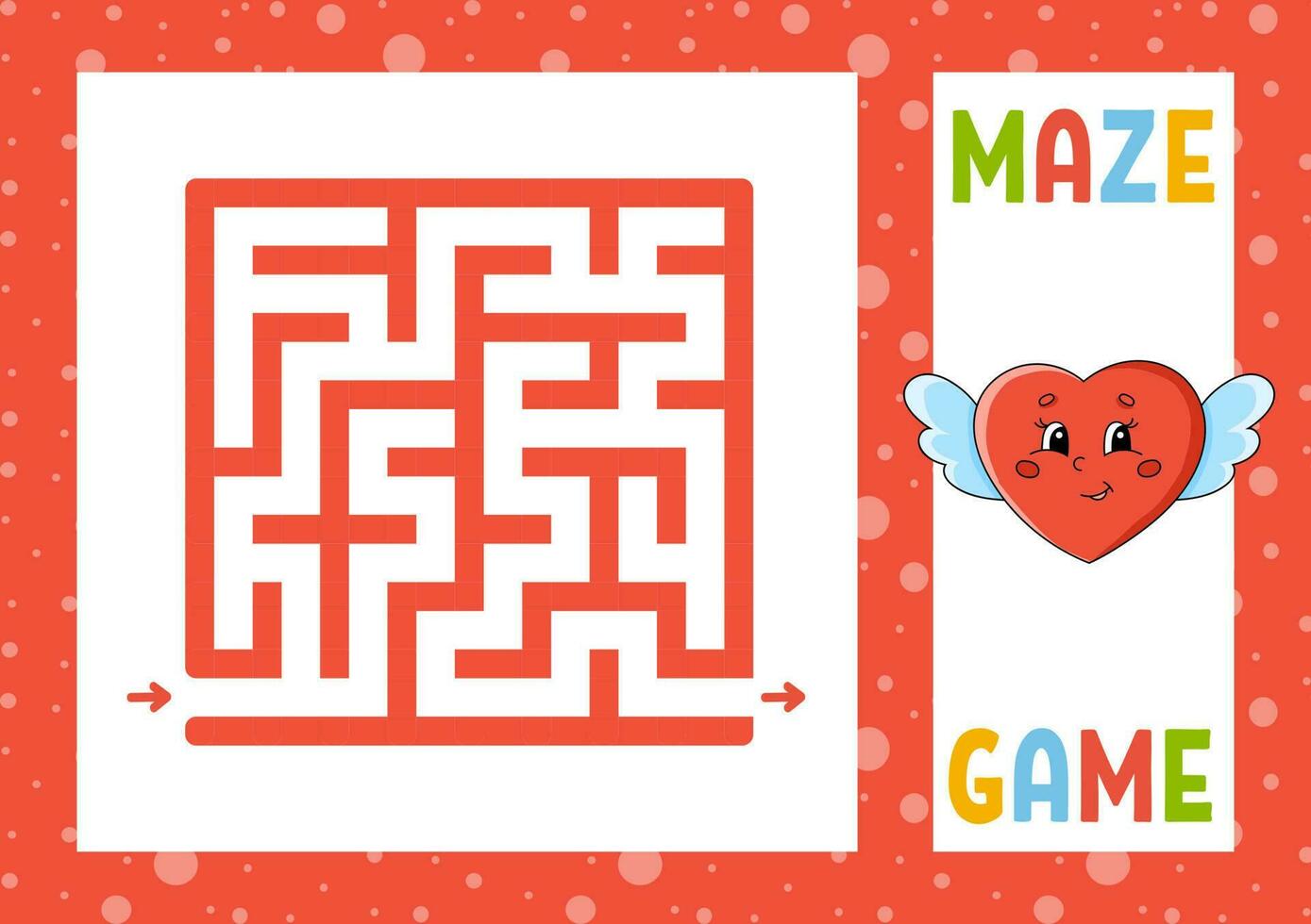 labirinto quadrato. gioco per bambini. puzzle per bambini. carattere felice. enigma del labirinto. illustrazione vettoriale a colori. trovare la strada giusta. illustrazione vettoriale isolato. stile cartone animato.