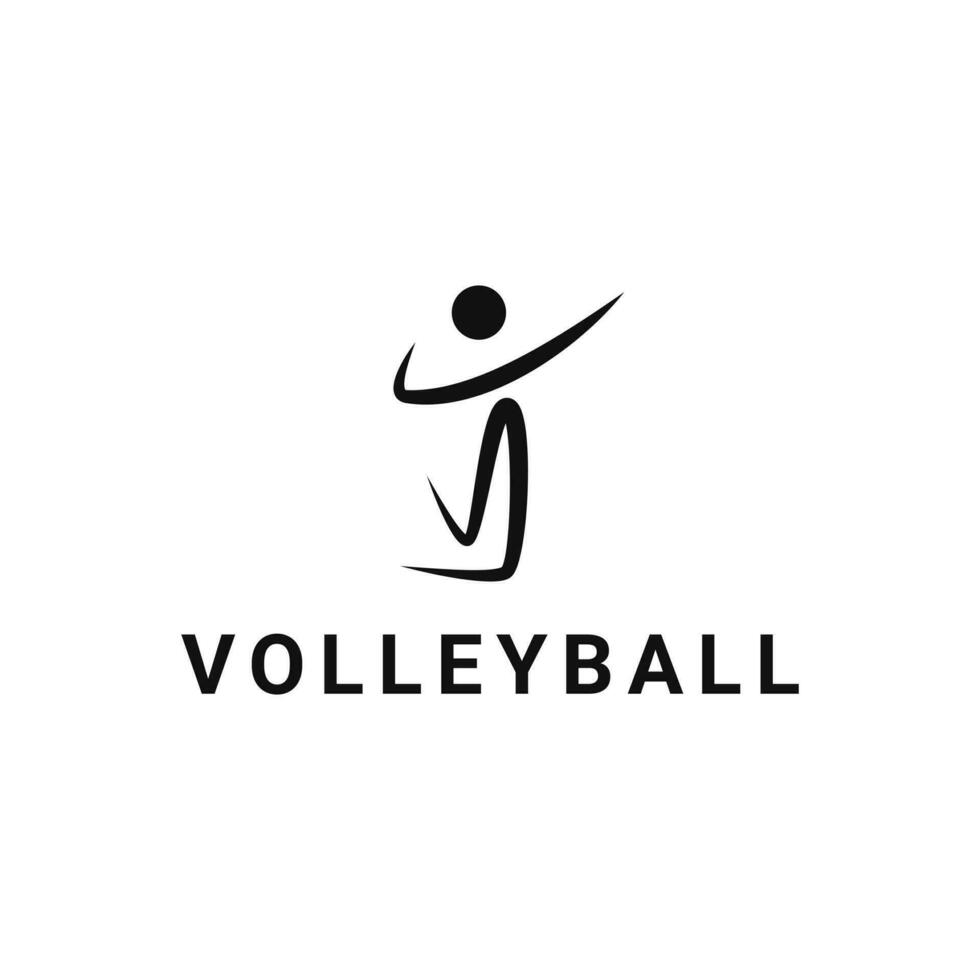 pallavolo logo design concetto con salto persona icona vettore