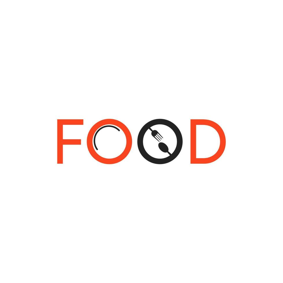 cibo cartello logo icona design elemento con cucchiaio, forchetta e piatto vettore