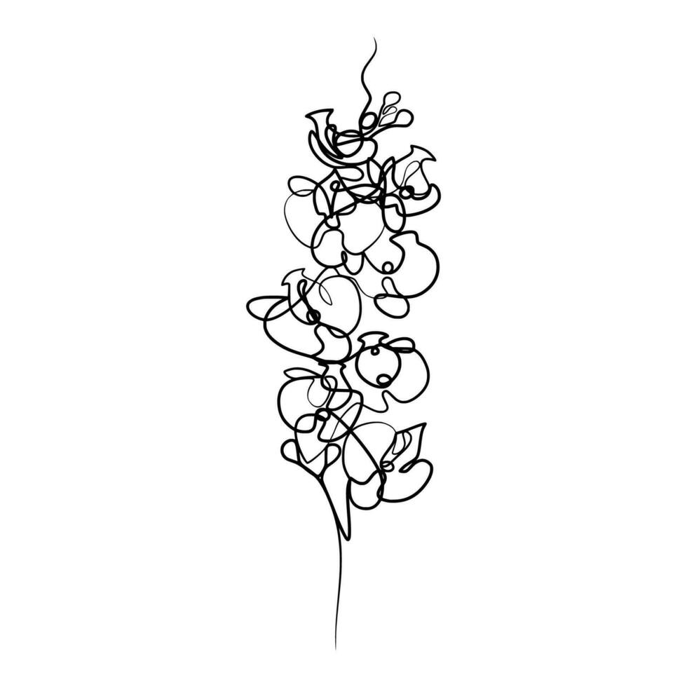 continuo uno linea arte disegno di bellezza orchidea fiore vettore