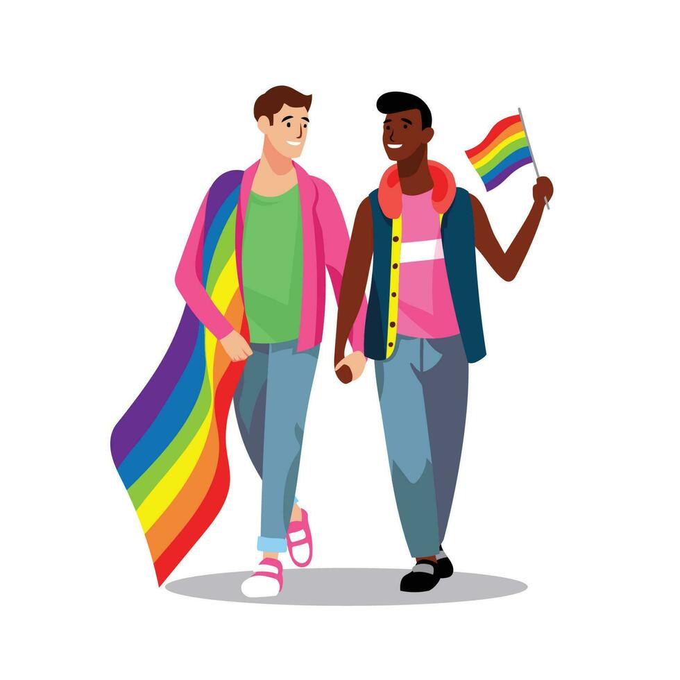 lgbt coppia le persone. cartone animato piatto vettore illustrazione