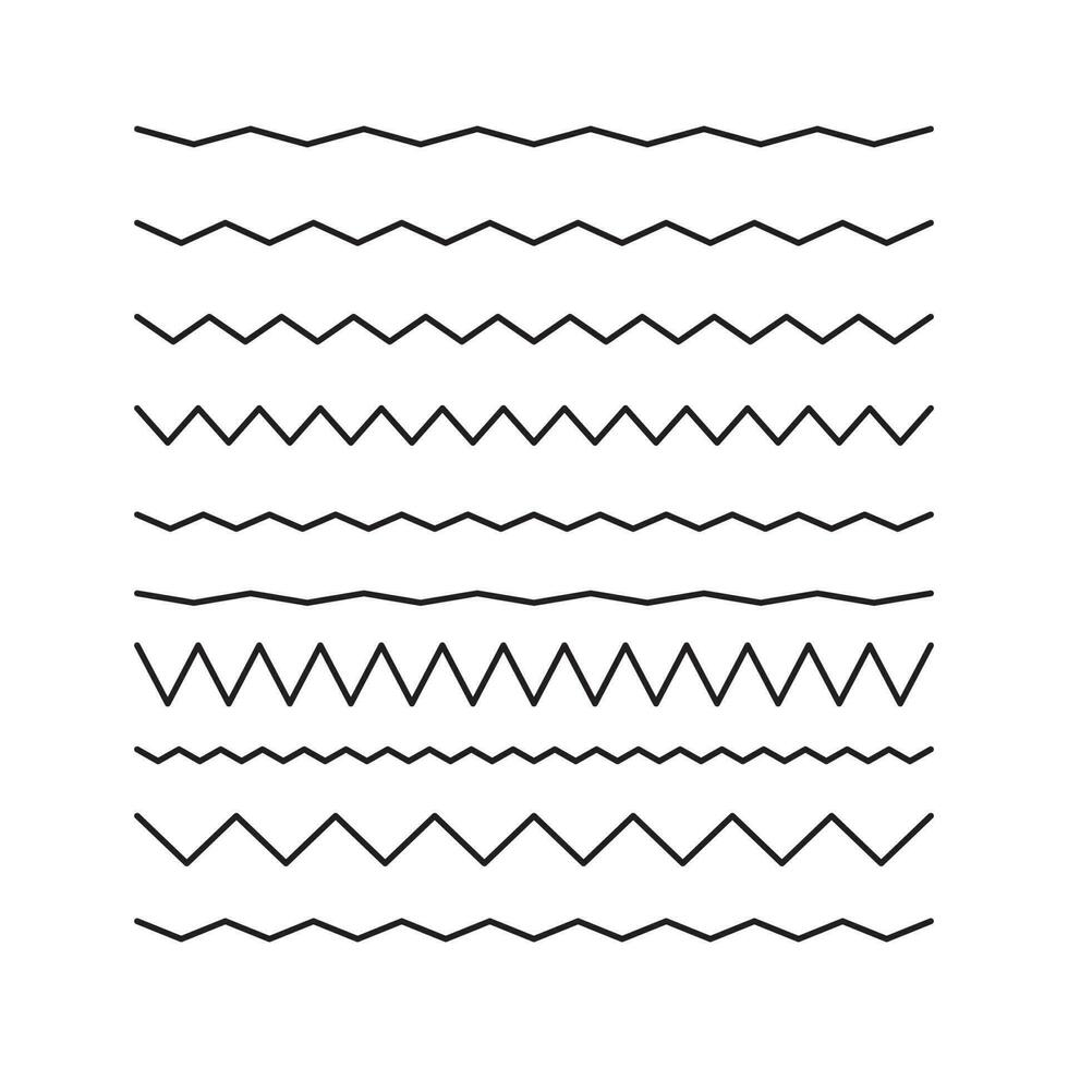 collezione di zigzag Linee impostato isolato vettore illustrazione.