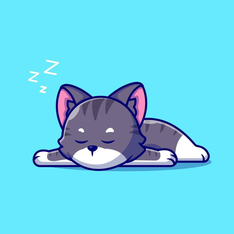 carino gatto addormentato cartone animato vettore icona illustrazione. animale natura icona concetto isolato premio vettore. piatto cartone animato stile