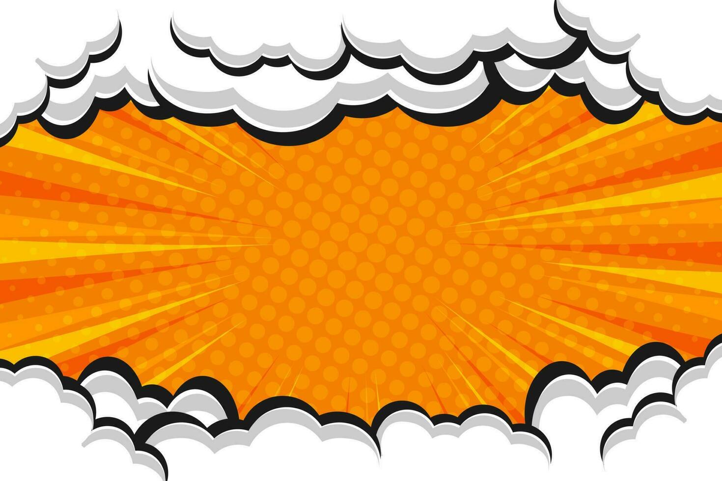 pop arte comico cartone animato arancia sfondo con nube vettore