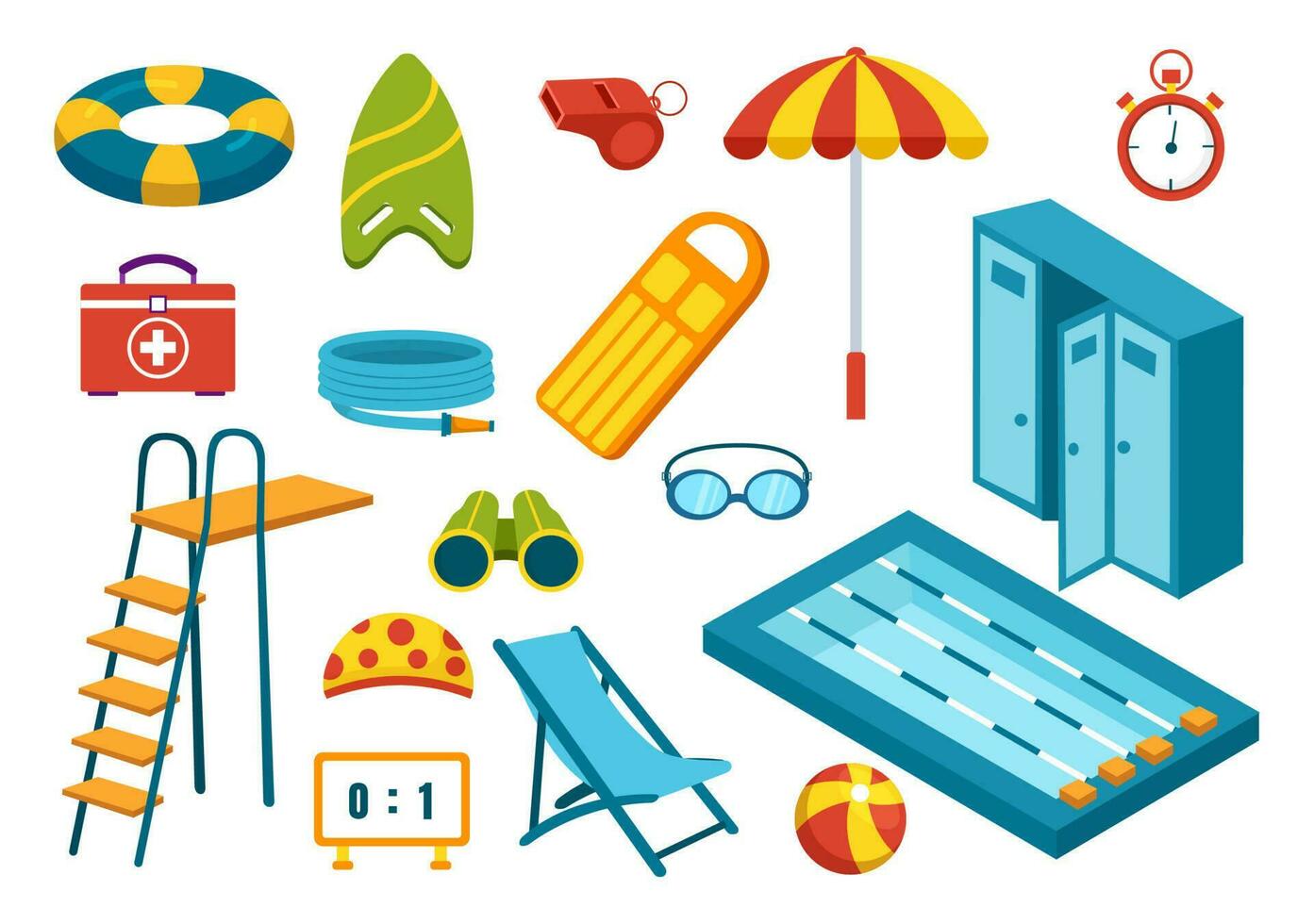nuoto piscina vettore illustrazione con estate vacanza paesaggio concetto e nuotare estate attività nel piatto cartone animato mano disegnato sfondo modelli