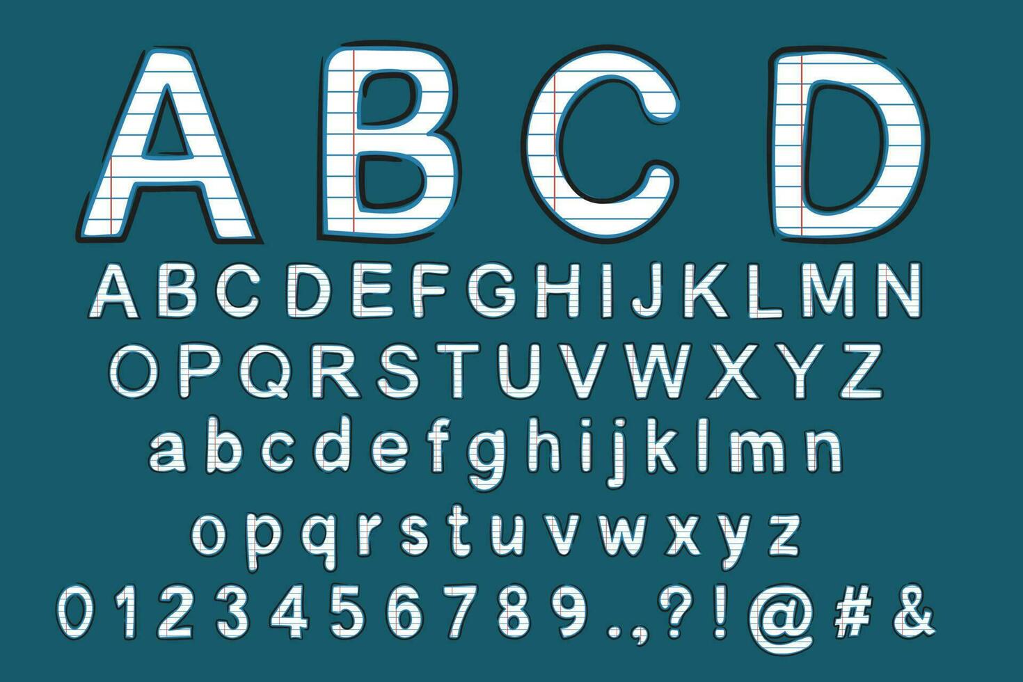 alfabeto clipart, taccuino lettera Schermo font stile. vettore