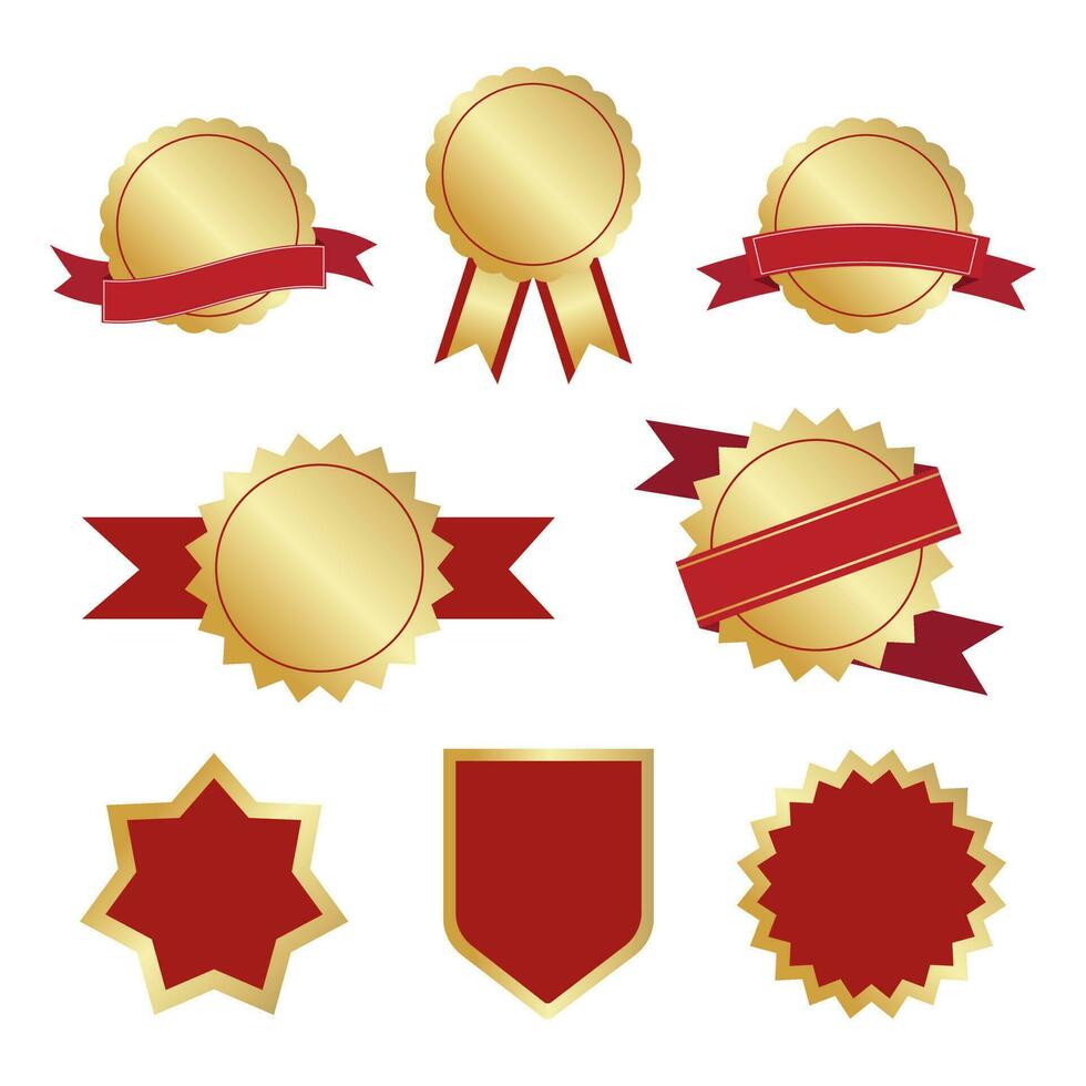 lusso premio d'oro badge e etichette, reali distintivo, retrò Vintage ▾ d'oro badge etichette scudi e nastri vettore