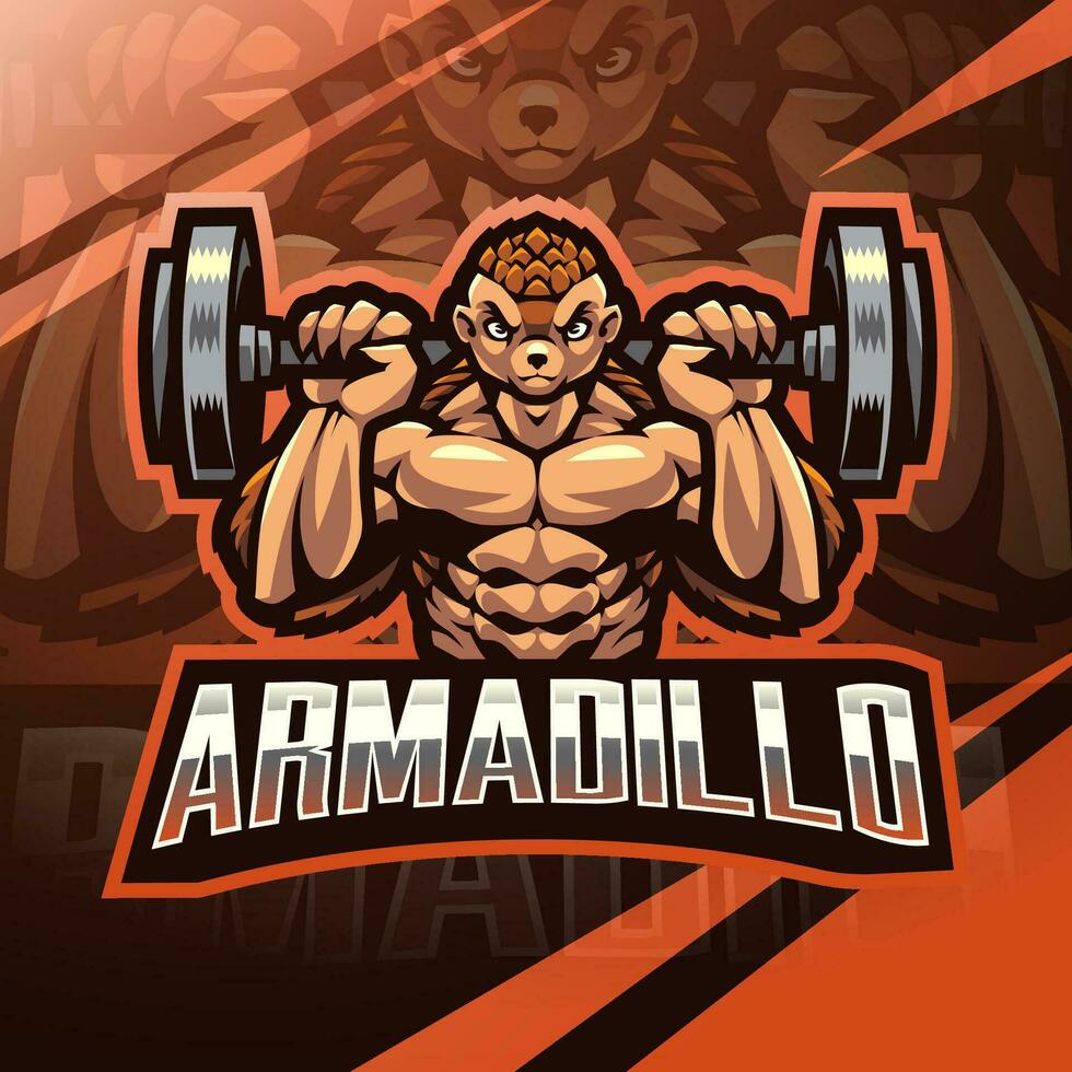 armadillo esport portafortuna logo design vettore