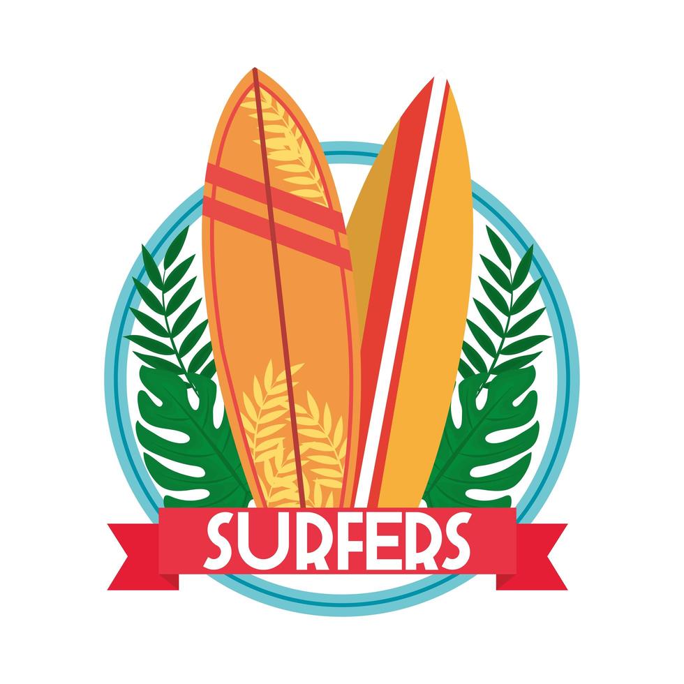 surfisti patch di tavole da surf vettore