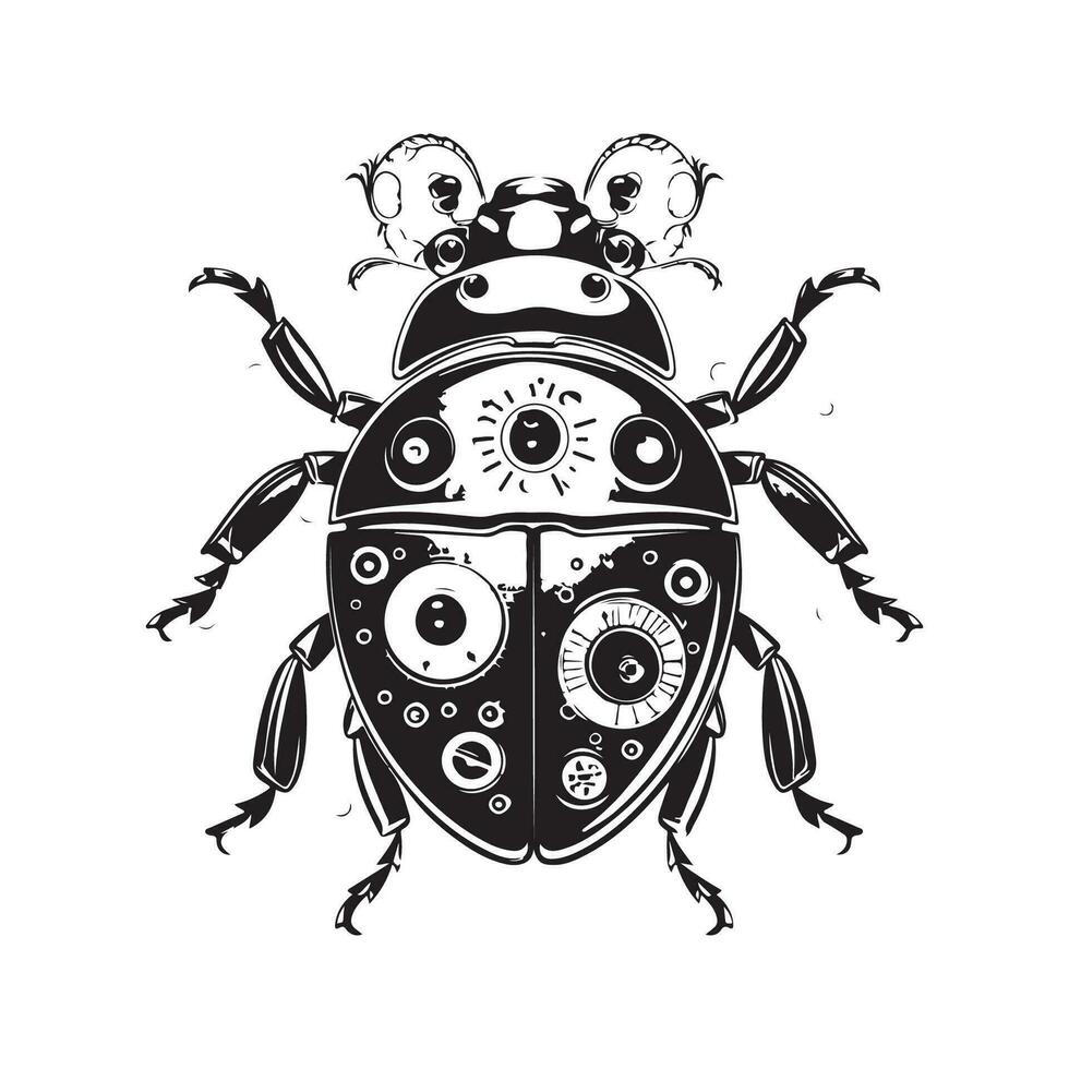 coccinella, Vintage ▾ logo linea arte concetto nero e bianca colore, mano disegnato illustrazione vettore