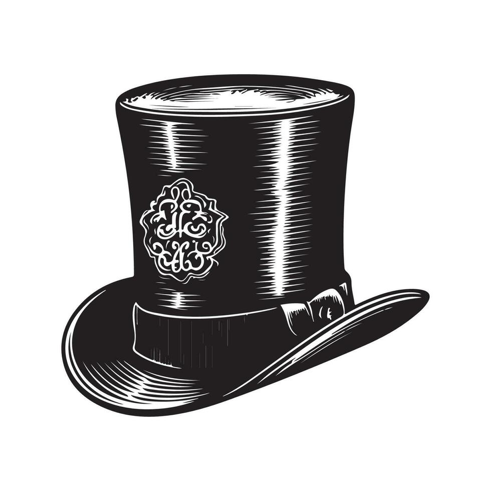 st patrick giorno cappello, Vintage ▾ logo linea arte concetto nero e bianca colore, mano disegnato illustrazione vettore