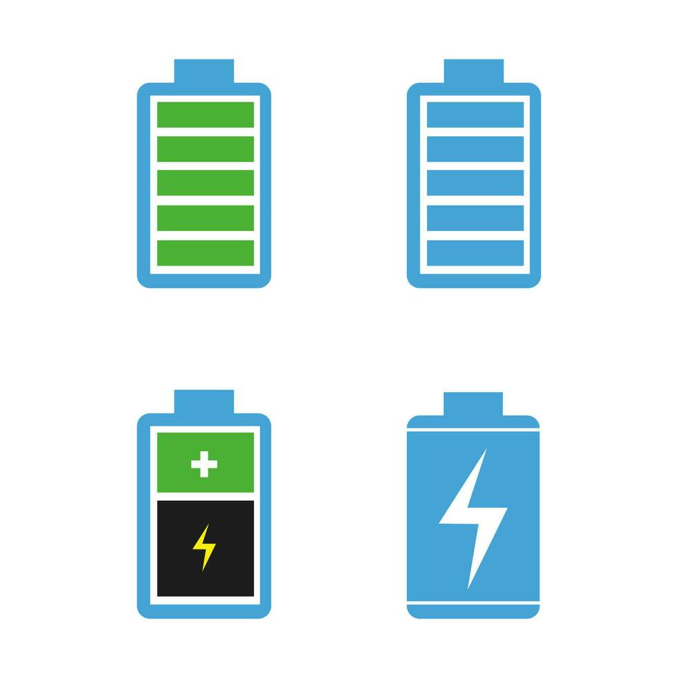 batteria pieno icone. collezione di caricare batteria livello indicatori. caricare indicatore. vettore