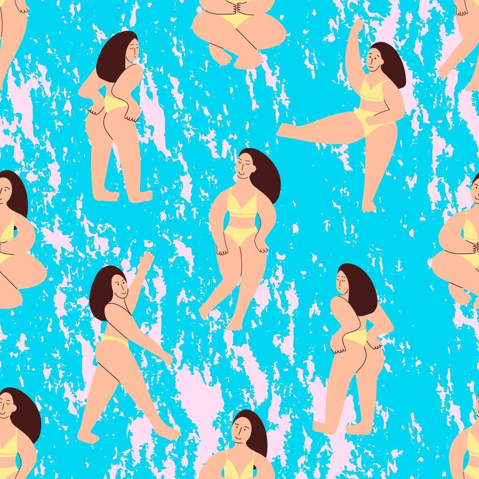 modello senza cuciture di ragazze bodypositive. una modella sinuosa mostra il suo corpo. illustrazione vettoriale. illustrazione vettoriale