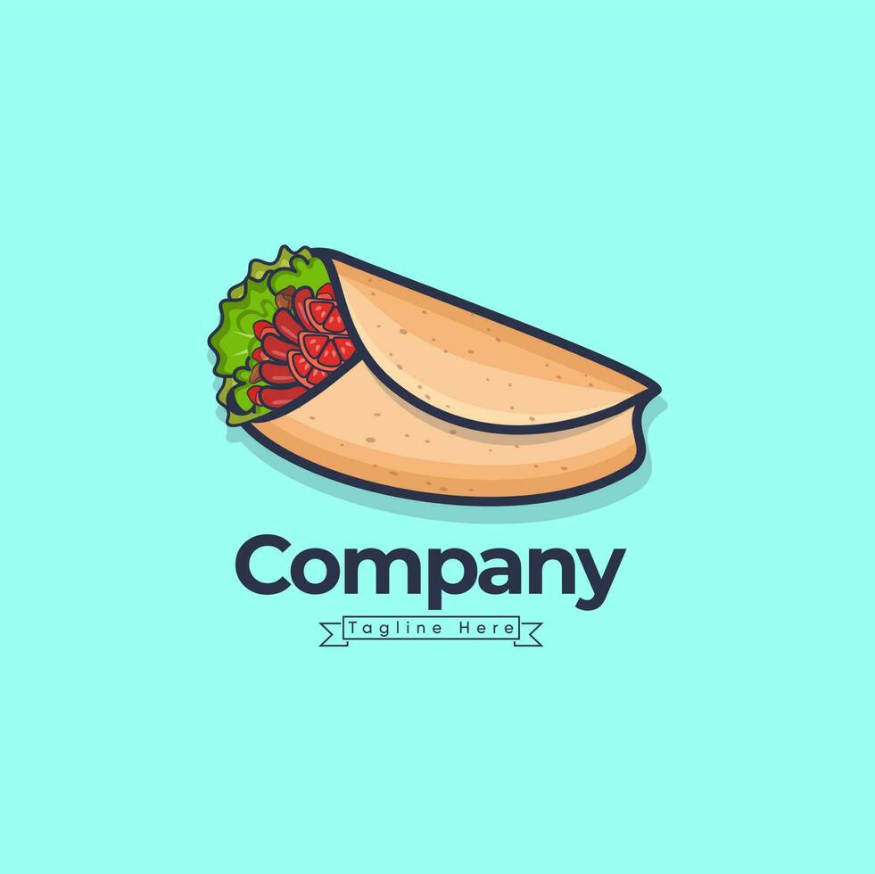 shawarma cibo Vintage ▾ design elementi, logo modello per striscione, creativo minimo attività commerciale premio elementi con cucchiaio e bacchette vettore colore emblema.