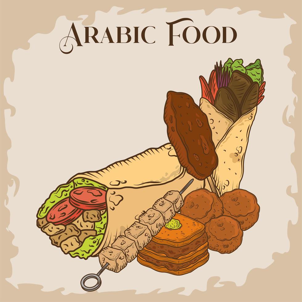 menu di cibo arabo vettore